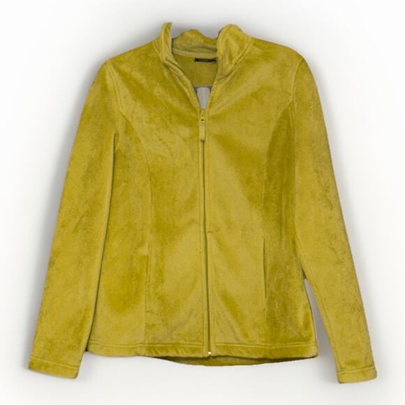 SANDRA Nordstrom Women’s Green Soft Fleece Jacket Full Zip Funnel Neck Coat Med - Picture 2 of 5